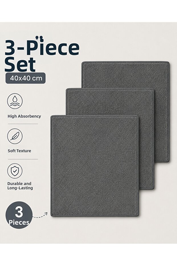 Microfiber Glass Drying Cloth Set of 3 | Auto Glass Drying Cleaning Cloth | Non-Marking Drying Cloth | 40X40