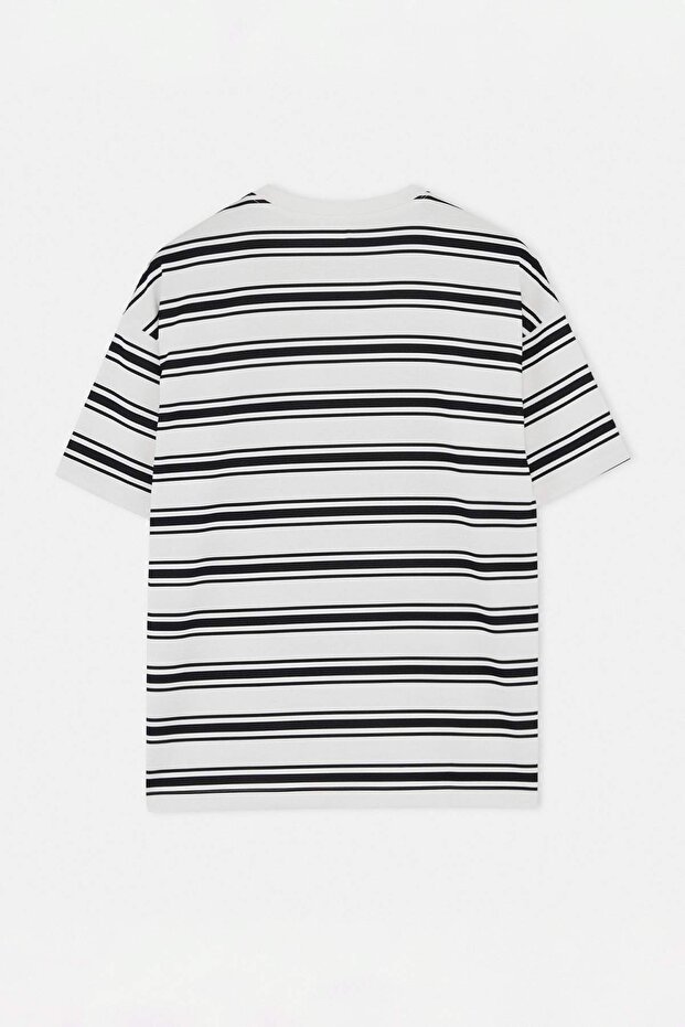 Çok Renkli Oversize/Geniş Kesim Çizgili T-Shirt TMNSS26TS00061 - 6