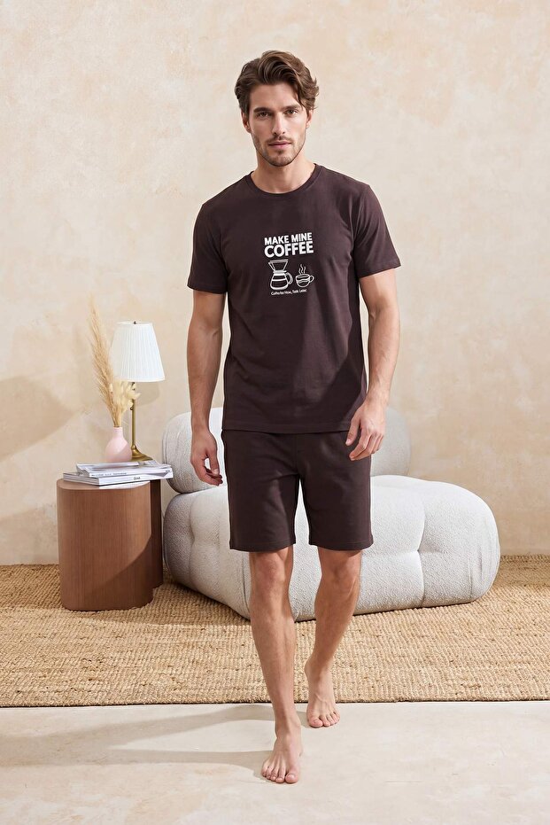 Kahverengi Regular Baskılı Homewear Pijama Takımı TMNSS26PT00056 - 2