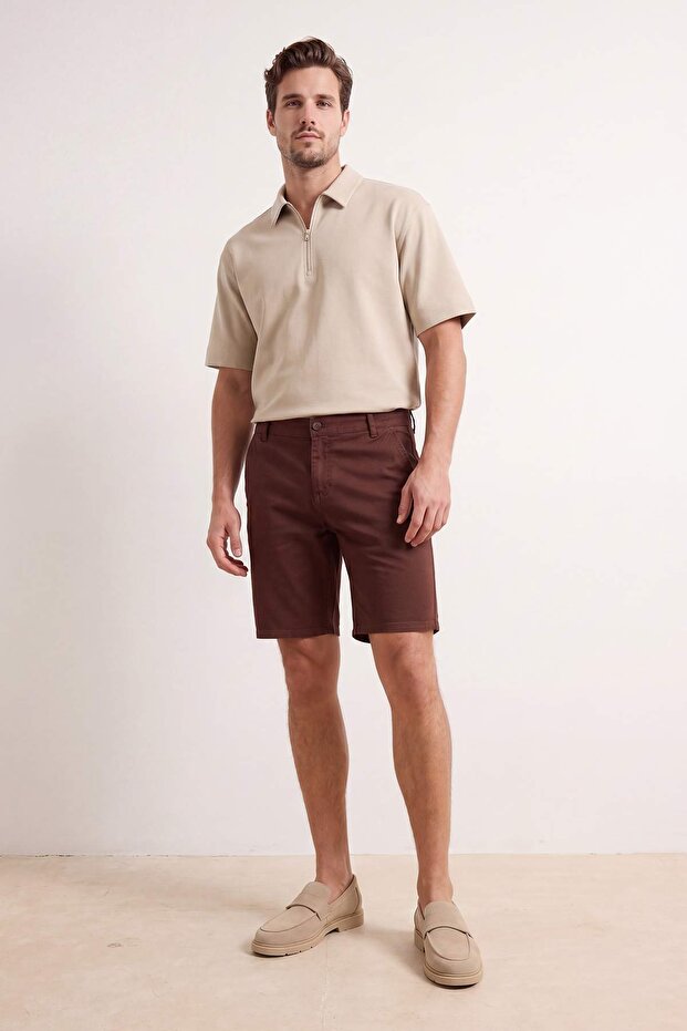 Brown Chino Pocket Regular Fit Shorts & Bermuda Tmnss26Sr00026