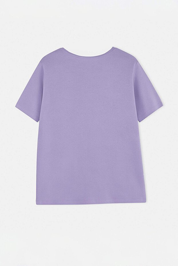 Lila-Sarı-Ekru 3'lü Paket Büyük Beden T-shirt TBBSS25BF00071 - 11