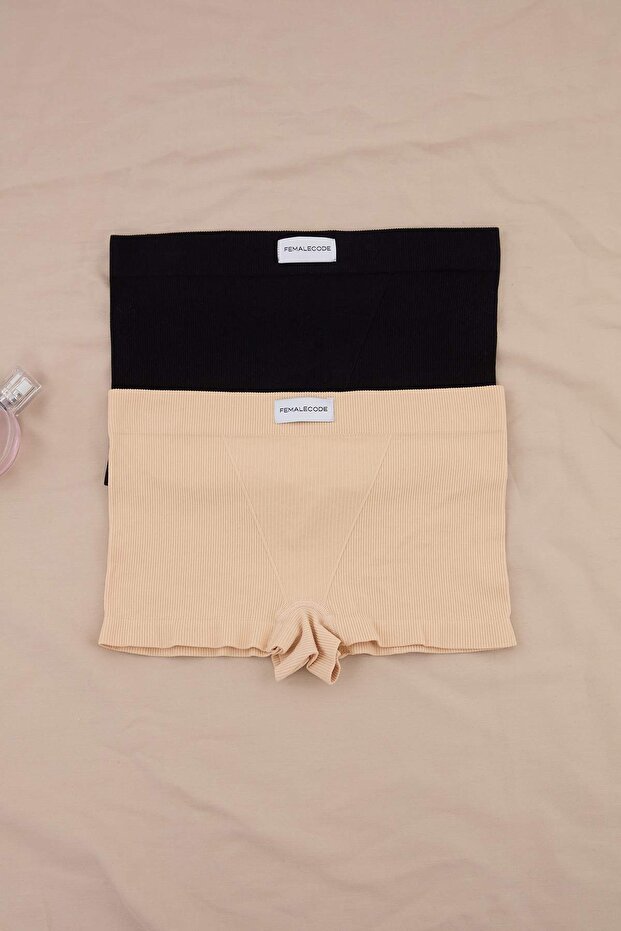 Teen Siyah-Ten 2'li Seamless/Dikişsiz Dokuma Etiketli Boxer Külot THMAW26KU00004 - 4