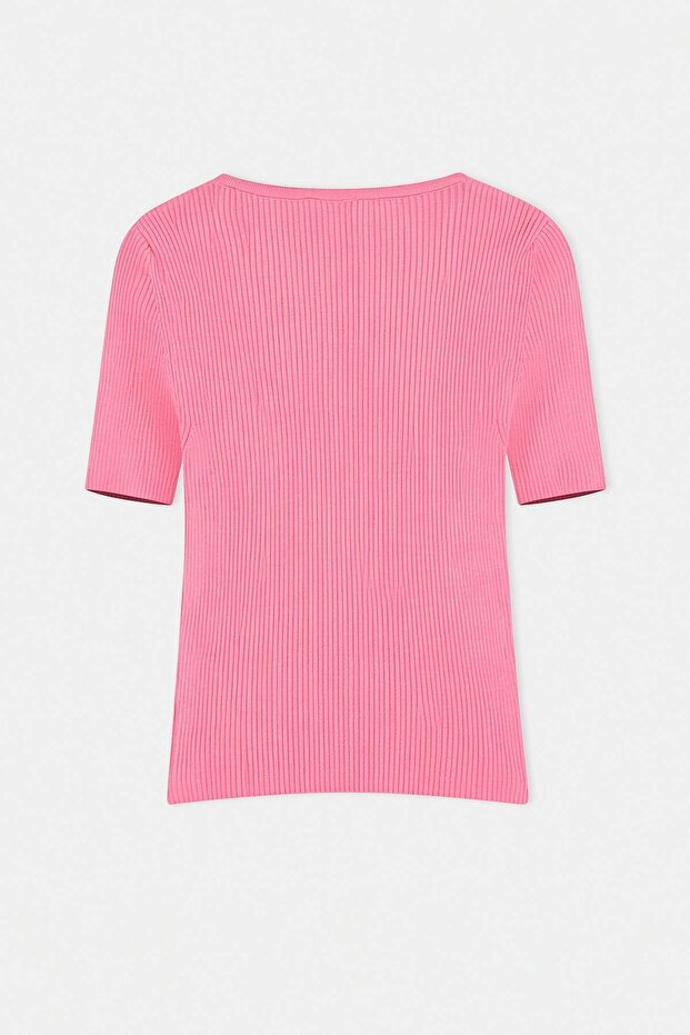 Pembe More Sustainable Basic V Yaka Bluz TWOSS26BZ00504 - 7