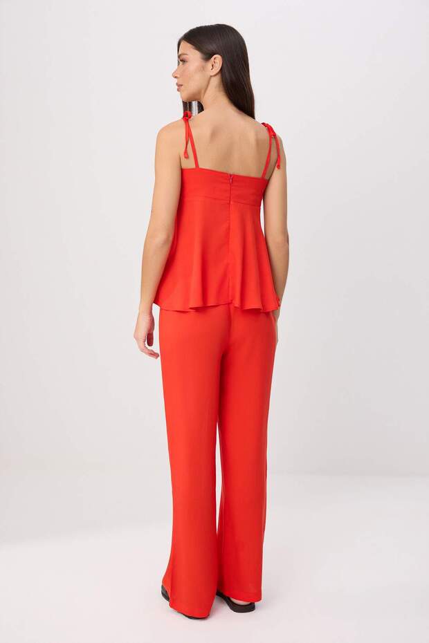 Kırmızı Askılı Bluz Lastikli Pantolon Dokuma Alt - Üst Takım TWOSS26AU00112 - 4
