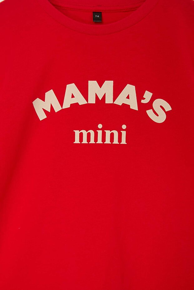Ekru-Kırmızı 2'li Baskılı Unisex Örme T-Shirt TKDSS26TS00069 - 13