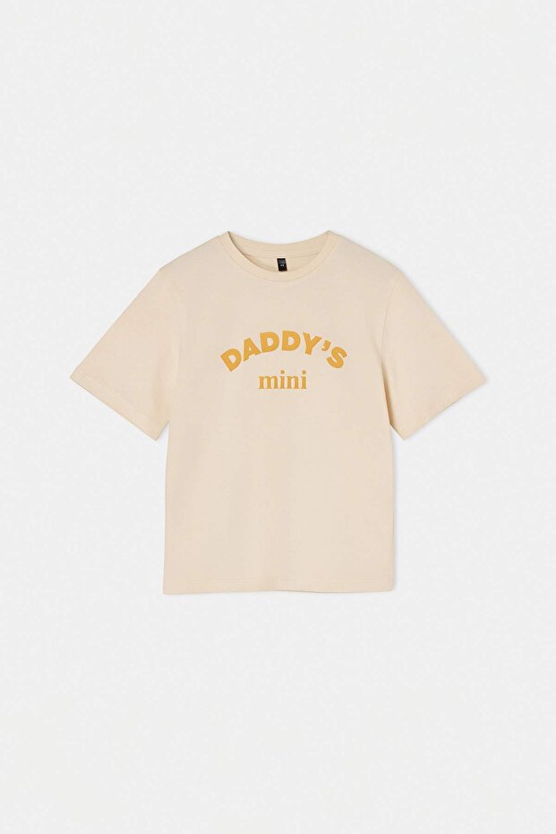 Ekru-Kırmızı 2'li Baskılı Unisex Örme T-Shirt TKDSS26TS00069 - 9