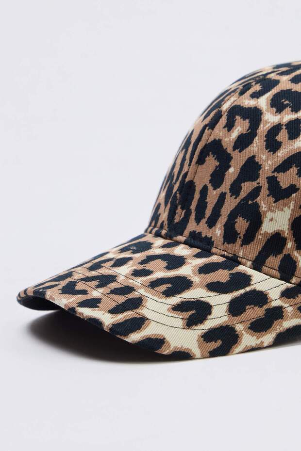 Kahverengi Leopar Desenli Kadın Şapka TAKSS26SP00015 - 4
