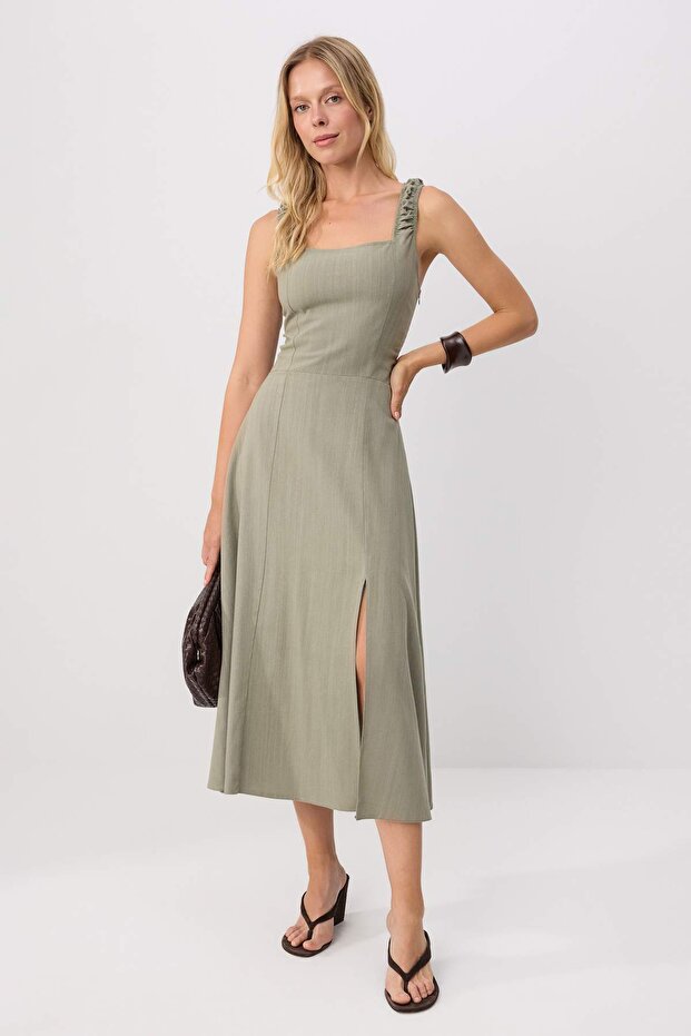 Trendyolmilla  Haki Dokuma Elbise&Tulum Elbise TWOSS26EL01064 - Görsel 2