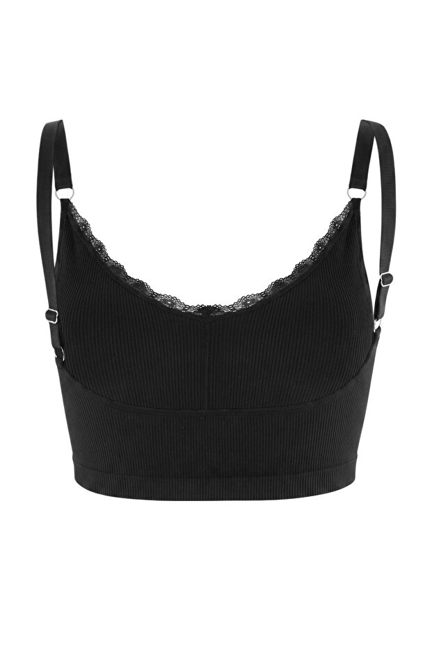 Çok Renkli 2li Seamless/Dikişsiz Dantel Detaylı Kapsız Askılı Bralette Sütyen TBBSS26CW00018 - 11