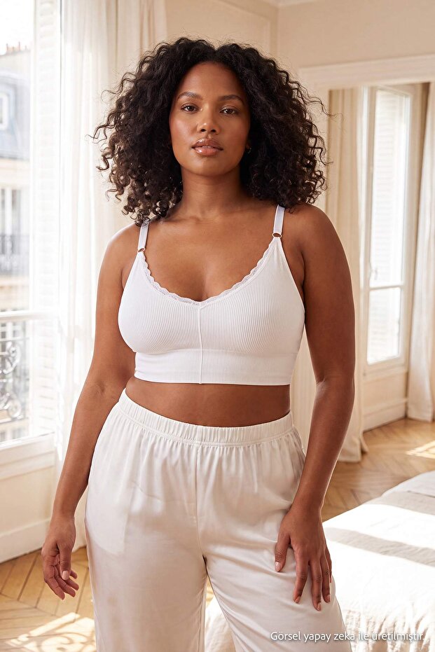 Çok Renkli 2li Seamless/Dikişsiz Dantel Detaylı Kapsız Askılı Bralette Sütyen TBBSS26CW00018 - 2