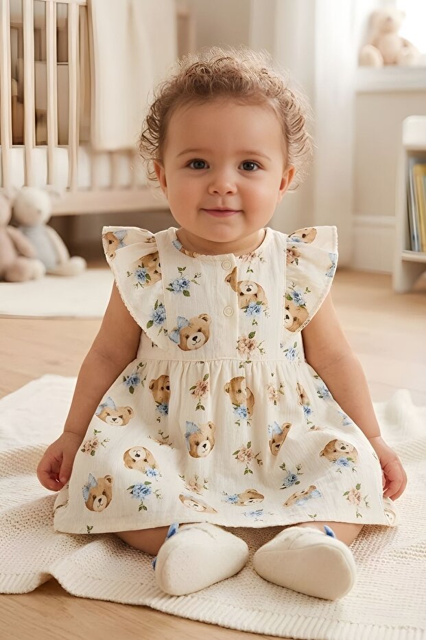 Baby Girl 100% Cotton Woven Patterned Dress