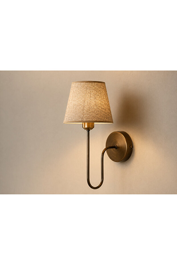 Vintage-Style Fabric Shade Wall Sconce – Aged Metal Body