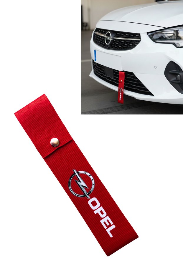 Opel Compatible Snap-On Bumper Tongue Tow Rope | Sporty Look Car Bumper Sticker & Emblem Accessory