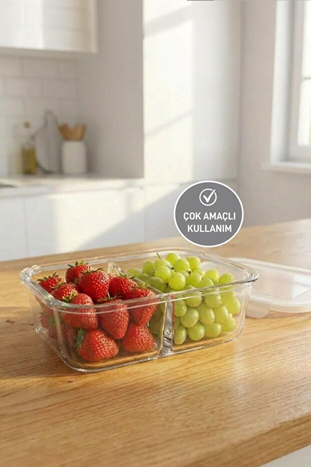 Sofia Large Size 2-Compartment Glass Storage Container