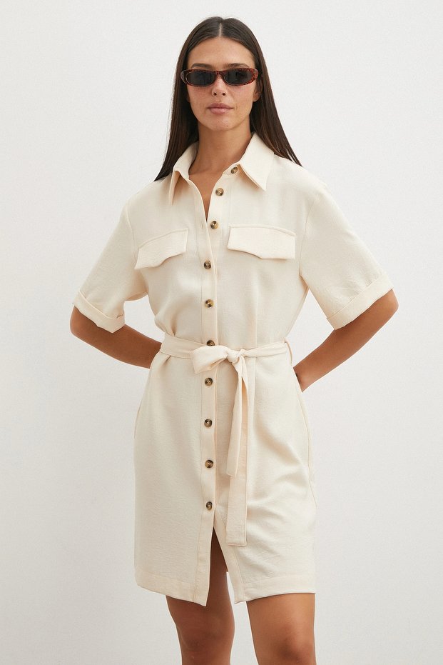 Ecru Safari Series Shirt Dress