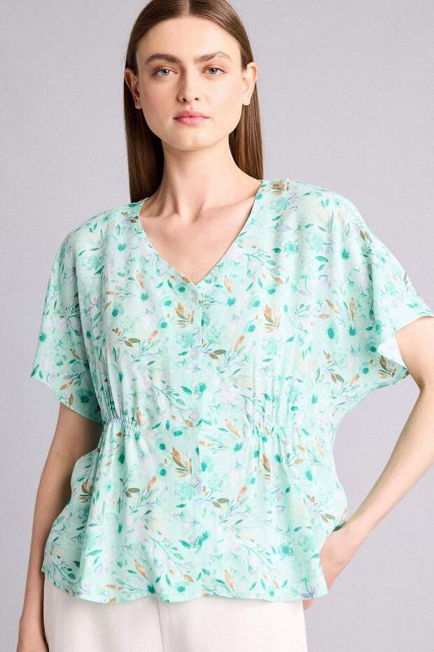 Relax Fit V-Neck Printed Short Sleeve Shirt H3455Ax26Sm