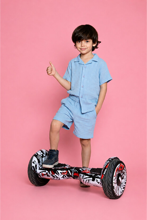 Nate Light Muslin Boy's Shorts Shirt Set of 2