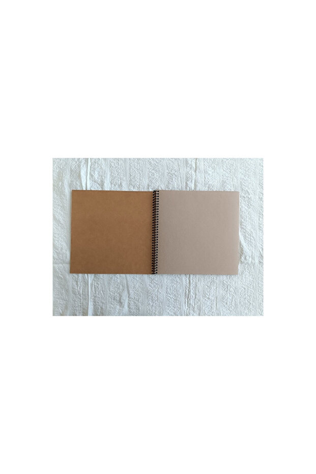 Kraft Kapak Defter 20x20 cm – 30 Yaprak 60 Sayfa, 100 Gr Kraft İç, Scrapbook, Eskiz Defteri - 3