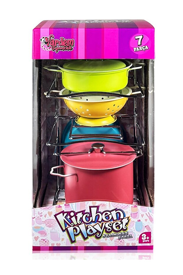 Enamel Pot and Pan Set with Rack 7 Pieces