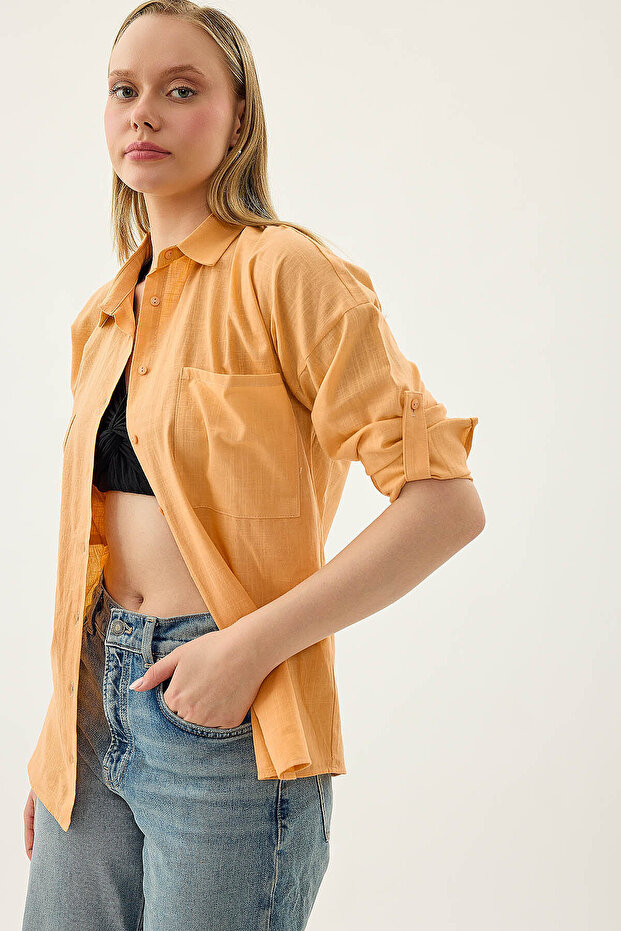 Basic Oversize Front Pocket Shirt - 5