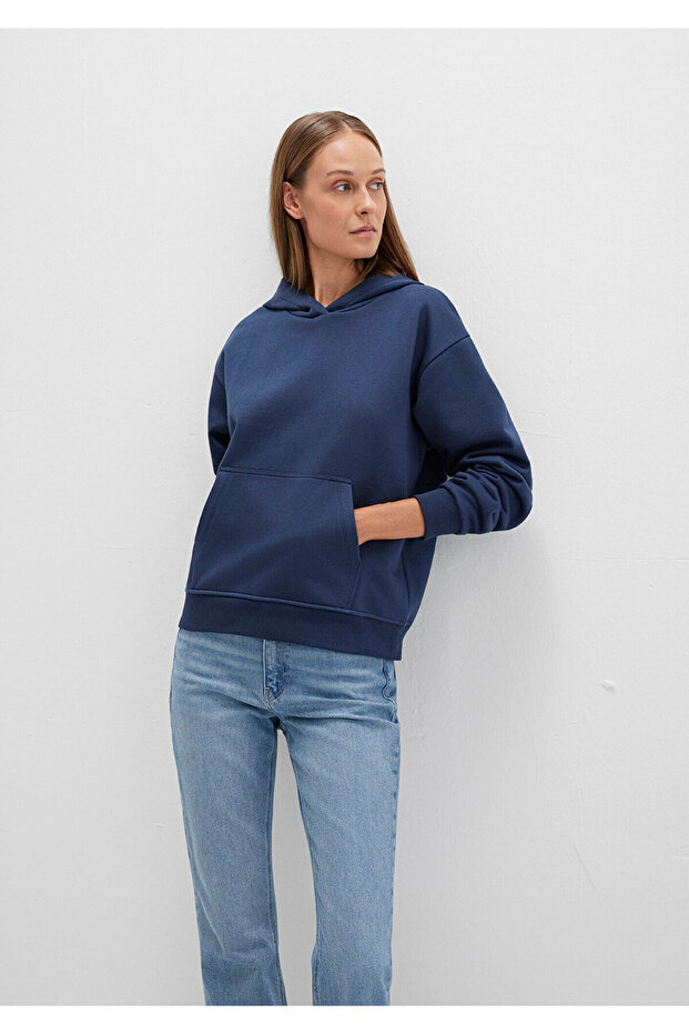 Kapüşonlu Lacivert Basic Sweatshirt 167299-70488 - 2