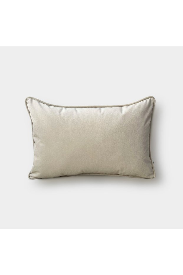 "Taupe" Velvet Plain Cushion Cover - 30X50 - Cream