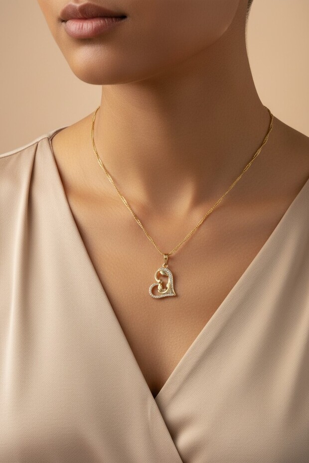 Style Pearl/Xuping Jewelry Mother Child Heart Necklace