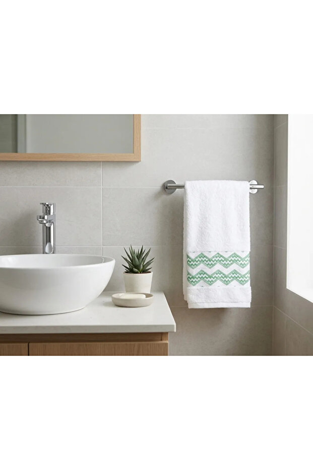 100% Cotton Bordered Set of 2 Towels 55x100 Cm