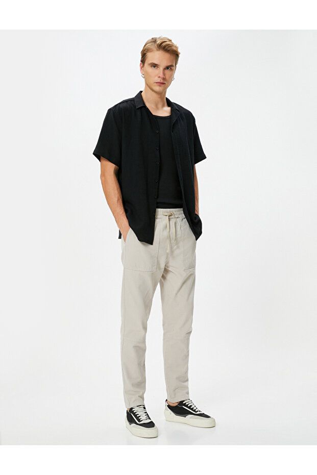 Waist Lace Trousers Pocket Detailed Cotton