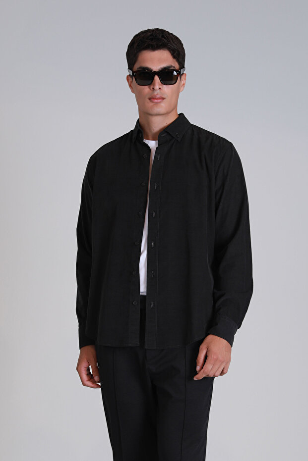Water Erkek Basic Gömlek Slim Fit Antrasit - 5
