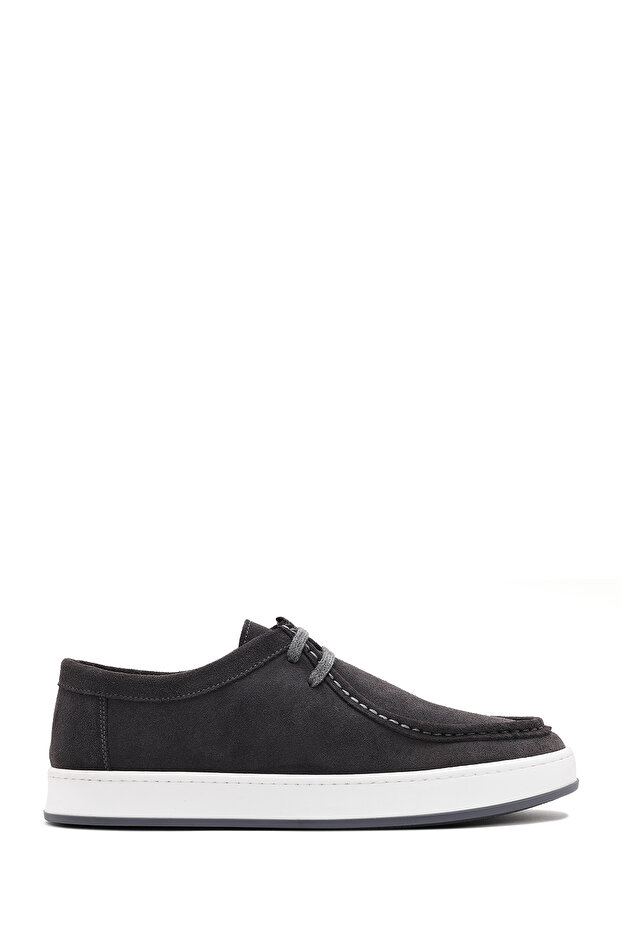 Men's Gray Lace-Up Suede Leather Casual Shoes 25Sfd 631110