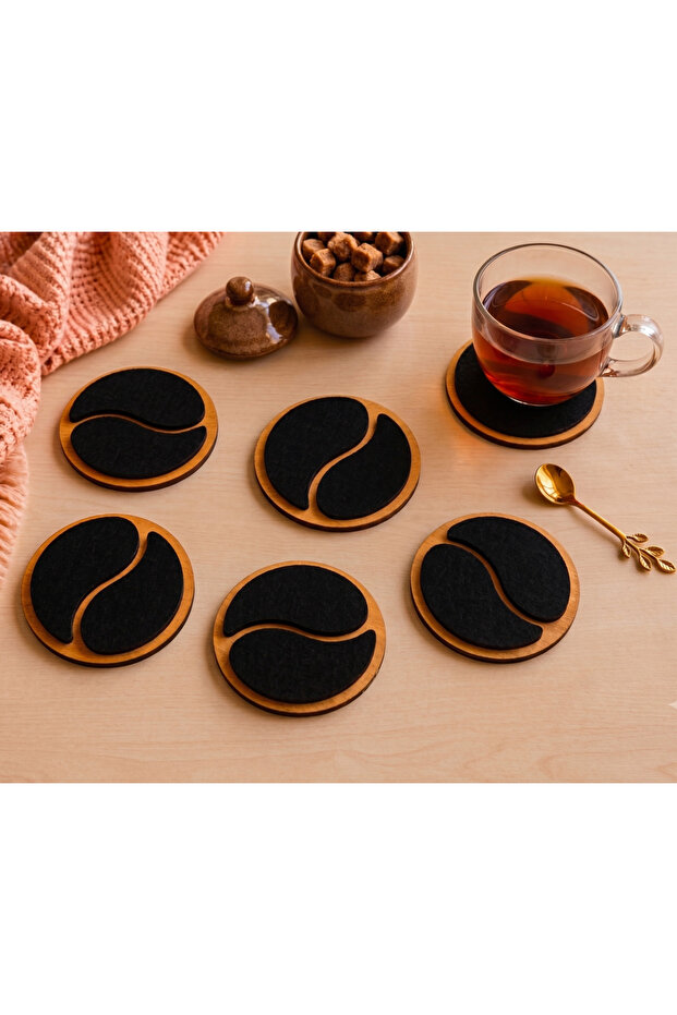 5 Pieces Wooden Core Model Cup Coasters