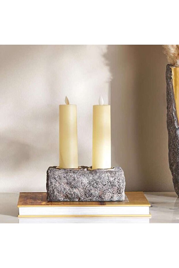 Oro Ceramic Candle Holder 16.5x10x6.5cm - Brown
