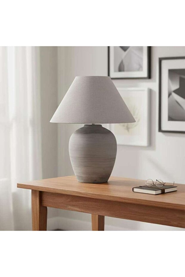 Grindon E27 Ceramic Table Lamp 38x64cm - Grey