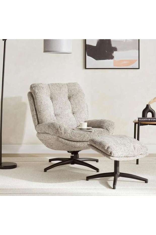 AMORE ACCENT CHAIR WITH OTTOMAN - GREY
