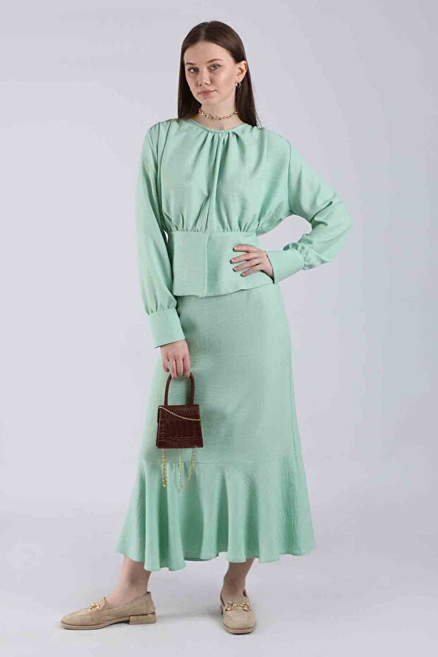 Flounce Skirt Set Water Green