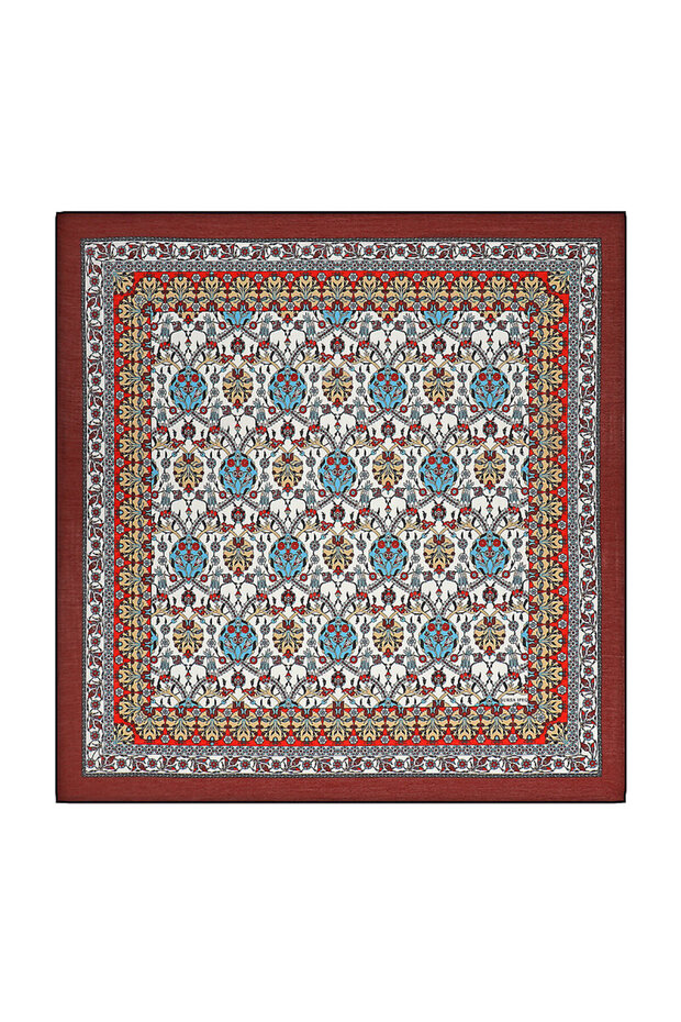Tulip Patterned Burgundy Soft Scarf