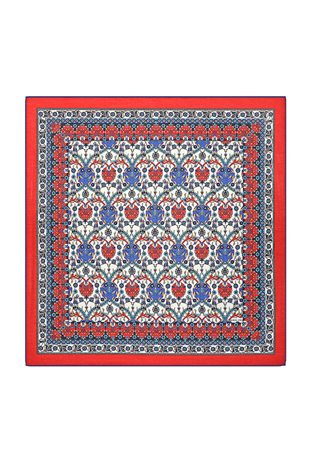 Tulip Patterned Red Soft Scarf - 1