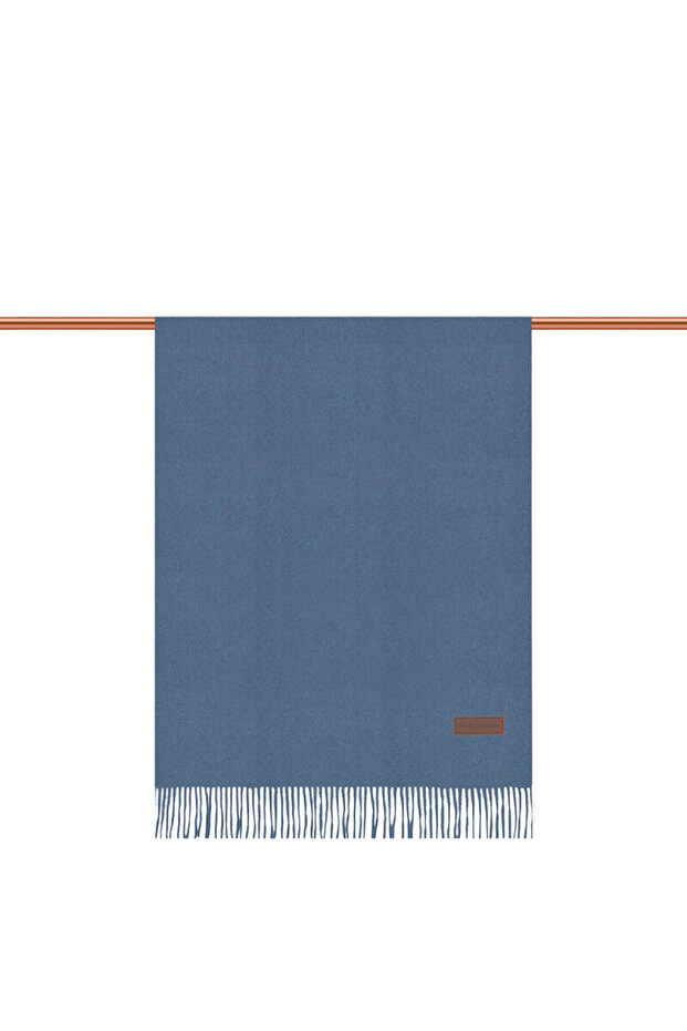 Blue Solid Color Winter Shawl - 2
