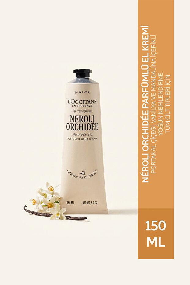 Néroli Orchid Hand Cream, Nourishing and Moisturizing with Shea Butter, Vanilla and Orange Blossom Extract, 150 ml