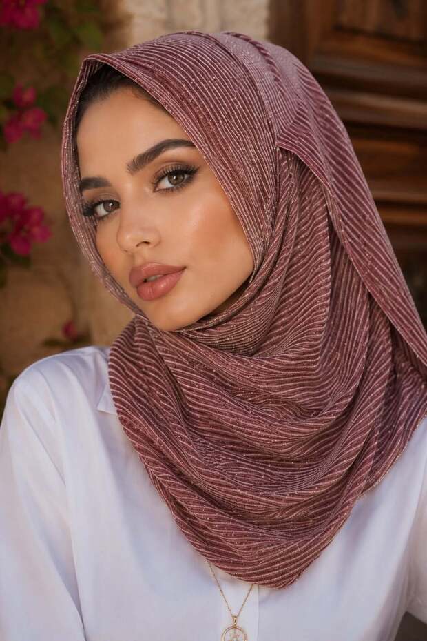 Copper Line Patterned Double Shawl