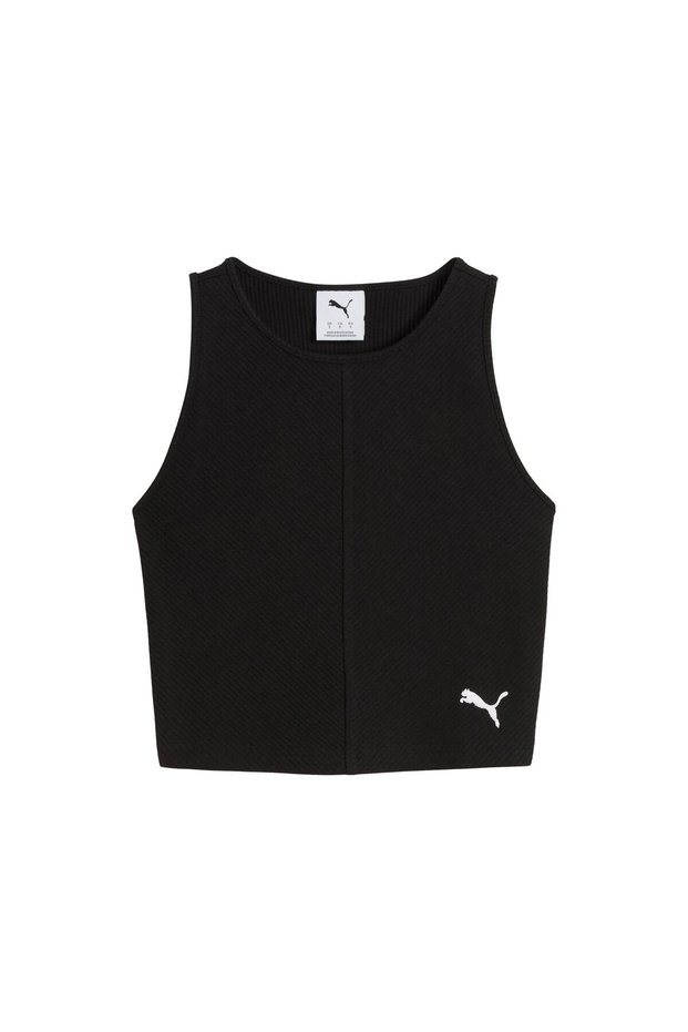 629765-01 Wardrobe Ess Ribbed Cropped Top Women's T-Shirt Black