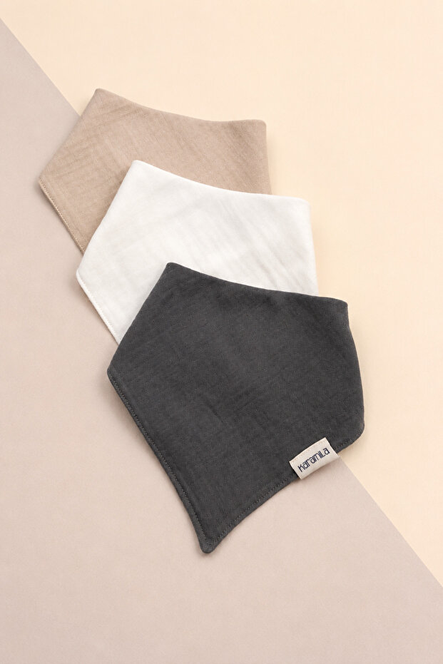 3 Pieces DOUBLE LAYER Organic Muslin Fabric Baby Scarf / Drooling Bib / Baby Bib 100% COTTON