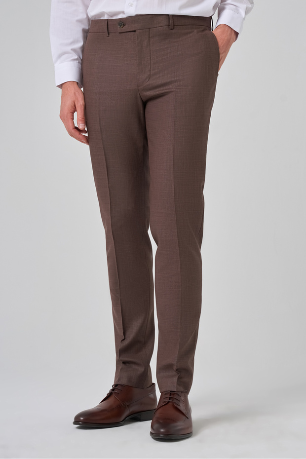 Men's Brown Classic Slim Fit Slim-Fit Trousers