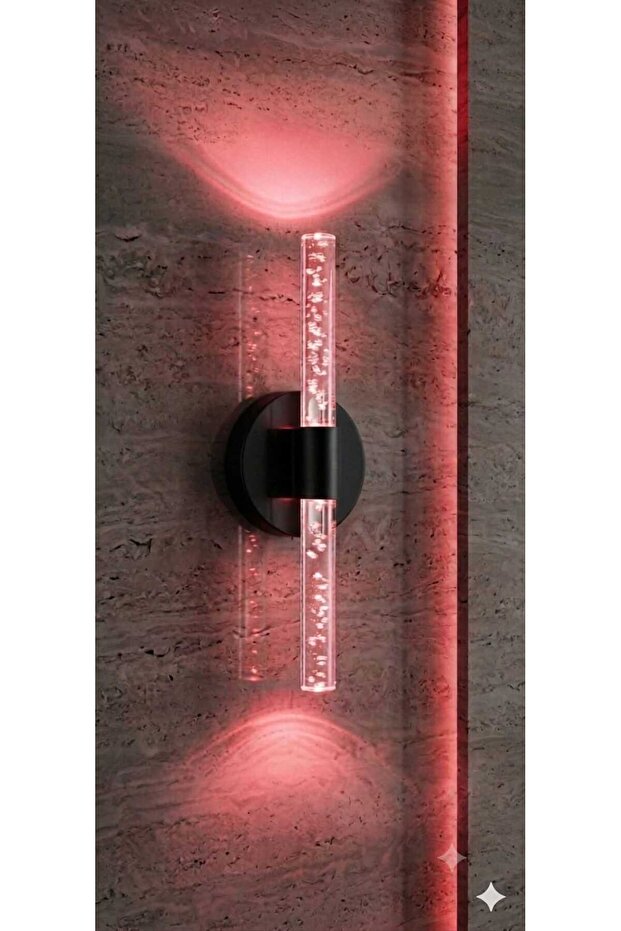 مصباح حائط LED بتصميم عصري من Bubbleflux صغير الحجم 31 سم - مصباح حائط - أسود - كهربائي - يتم التحكم فيه عن طريق RGB