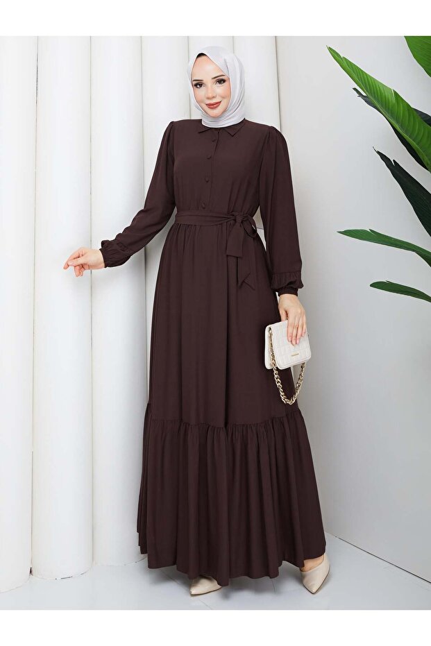 Dress || belted || shirt collar || fluffy