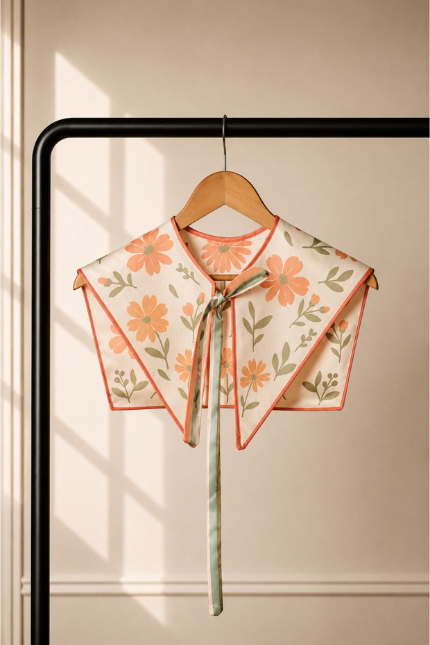 Orange Green Floral Shoulder Shawl