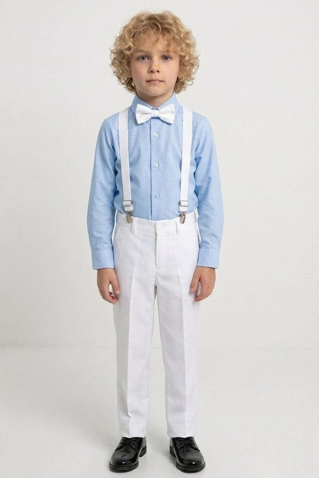 April 23Rd Children's Day White Gabardine Pants Boys' Set Blue