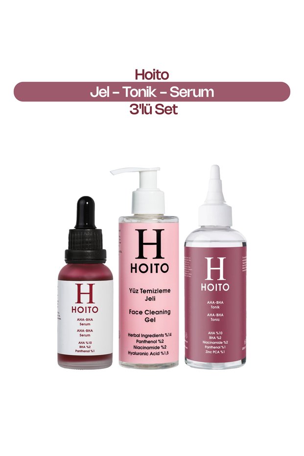 Renewing & Purifying Anti-Pore Skincare Routine: Facial Cleansing Gel (200 ml) + Aha Bha Tonic (200 ml) + Aha Bha Serum (30 ml)