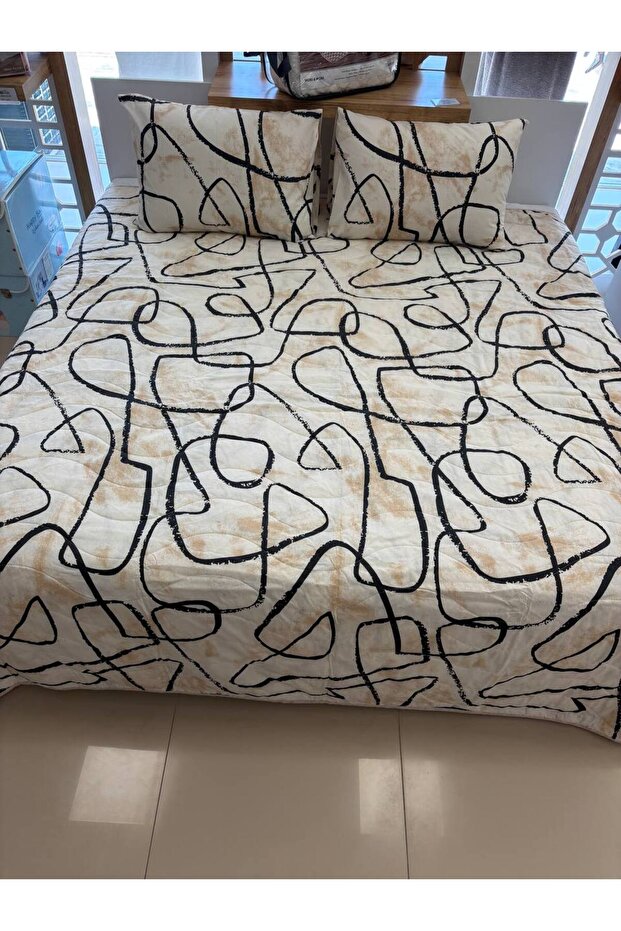 Double King Size Cotton Pique Bedspread Set | Extra Soft and Comfortable | Efekt Beige 230X250 cm